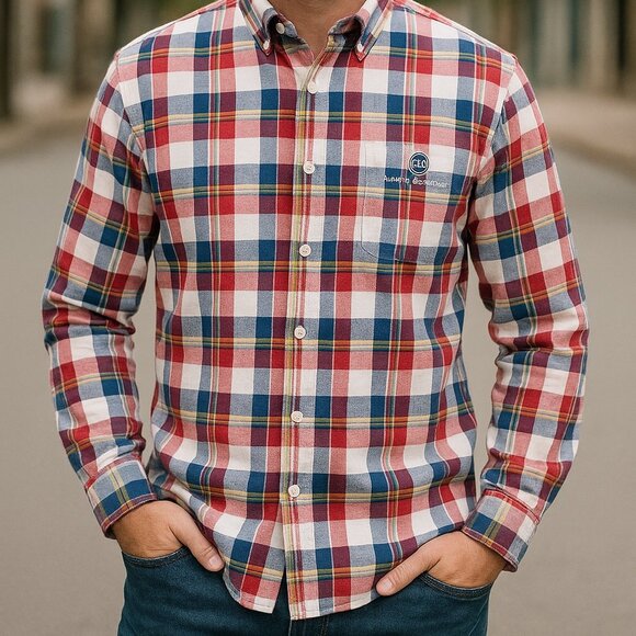 Simply Souther Men's Red Yellow Blue White Plaid Button Down Shirt SZ XXL - Picture 1 of 7